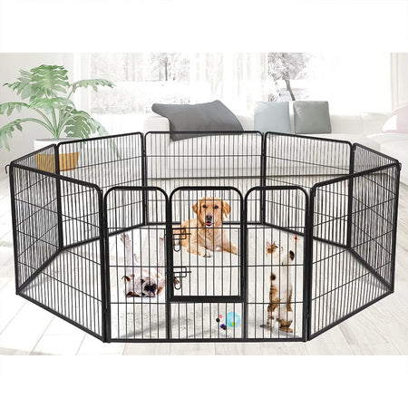 Recinto Cancello Protezione Cani, Gatti, Cuccioli 6.16mt Metallo 8Moduli 77x80 cm
