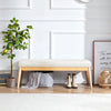 Panchina Hotel Legno e Tessuto Chester 108x40cm Ingresso Camera da Letto Beige