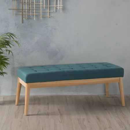 Panchina Hotel Legno e Tessuto Chester 108x40cm Ingresso Camera da Letto Verde