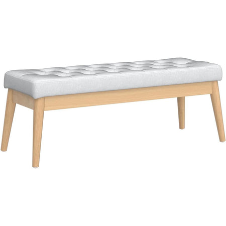 Panchina Hotel Legno e Tessuto Chester 108x40cm Ingresso Camera da Letto Grigio