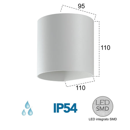 Applique da parete per esterno 7w a led a doppia emissione bianca Cilly