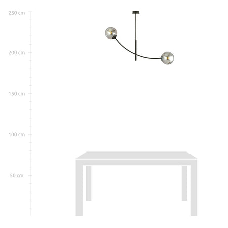 Sospenione Moderna 2 Luci Hunter In Acciaio Nero Bracci Regolabili E Vetro Fumè