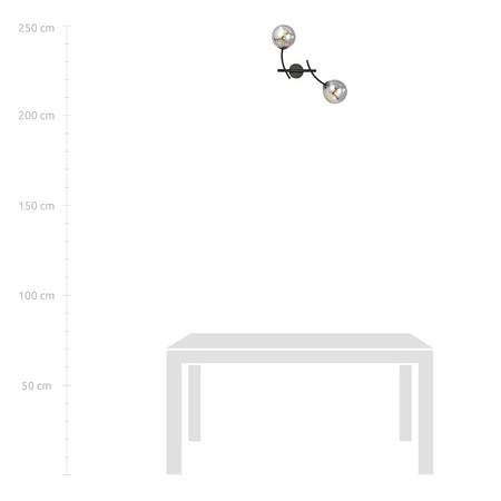 Applique Moderna 2 Luci Hunter In Acciaio Nero Bracci Regolabili E Vetro Fumè