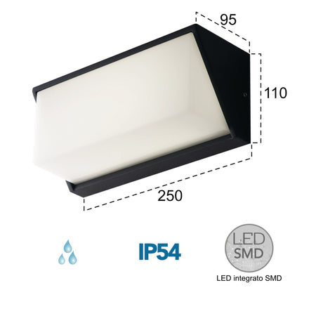Applique da parete per esterno 12W a led antracite Liz