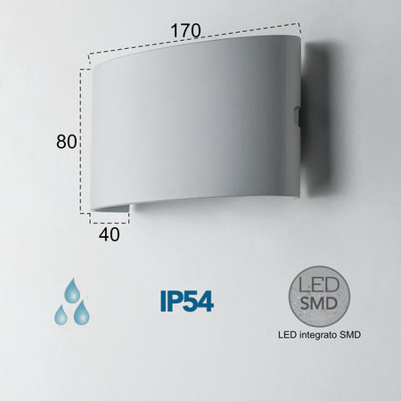 Applique da parete per esterno 6W a led a doppia emissione bianca Buggy