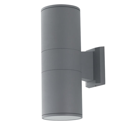 Applique da parete per esterno 2x60W E27 a doppia emissione argento Gazza