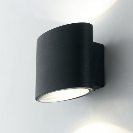 Applique da parete per esterno 2x4w a led a doppia emissione nera Elly