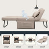 Divano Poltrona Letto 4Funzioni Pieghevole Salvaspazio Poggiapiedi Tasca Laterale Beige