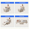 Divano Poltrona Letto 4Funzioni Pieghevole Salvaspazio Poggiapiedi Tasca Laterale Beige