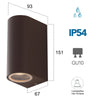 Applique da parete per esterno 2x35W GU10 a doppia emissione corten Simply