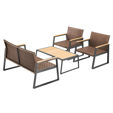 Set da Goardino Salotto, 2 Poltrene e Tavolino in Polyrattan uso Esterno Interno