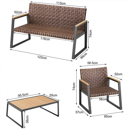 Set da Goardino Salotto, 2 Poltrene e Tavolino in Polyrattan uso Esterno Interno