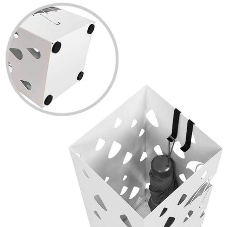 Porta Ombrelli Decorato H. 49 cm Metallo Verniciato Bianco Uso Interno Esterno