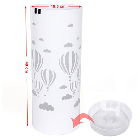 Porta Ombrelli Decorato H. 49 cm Metallo Verniciato Tondo Uso Interno Esterno Bianco