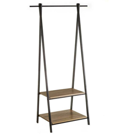 Stand Appendiabiti Metallo e Legno MDF 55x45 H 150cm Nero Salvaspazio Camera Ingresso