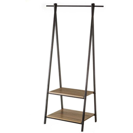 Stand Appendiabiti Metallo e Legno MDF 55x45 H 150cm Nero Salvaspazio Camera Ingresso