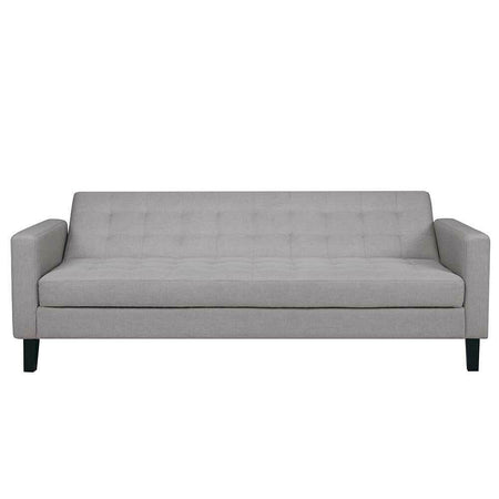 Divano Ribaltabile Letto Clik Clak 3 Posti 204cm Tessuto Imbottito Recliner Grigio Chiaro