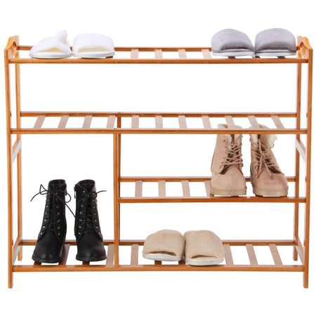 Panca Scaffale Legno Bambù 80x26 H 69 cm Multiuso 5 Ripiani Camera Ingresso Bagno