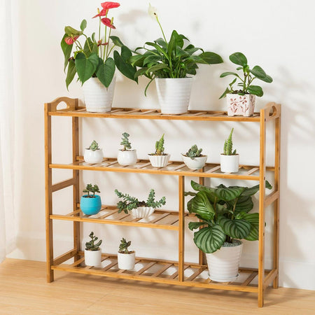 Panca Scaffale Legno Bambù 80x26 H 69 cm Multiuso 5 Ripiani Camera Ingresso Bagno