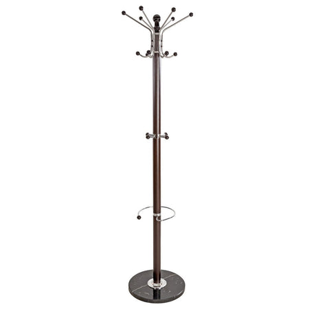 Attaccapanni Appendiabiti a Piantana Base Marmo 16Ganci H180cm Portaombrelli Marrone
