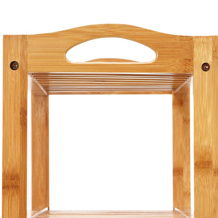 Panca Scaffale Legno Bambù 80x26 H 69 cm Multiuso 5 Ripiani Camera Ingresso Bagno