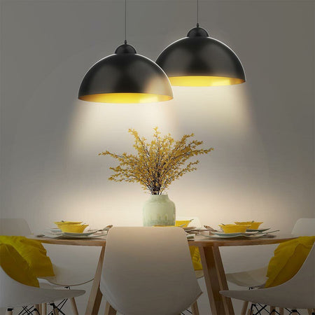 Lampadari Kit 2pz Sospensione Moderna Lampade per Snack Cucina 30cm Nero Oro
