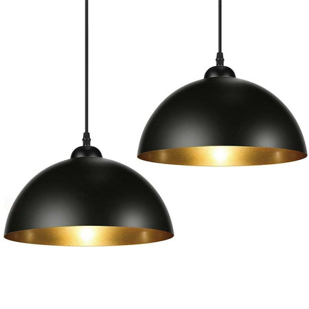 Lampadari Kit 2pz Sospensione Moderna Lampade per Snack Cucina 30cm Nero Oro