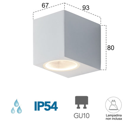 Applique da parete per esterno 35W GU10 bianca Cubby