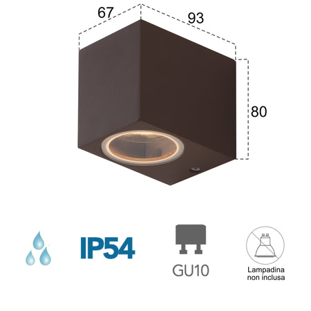 Applique da parete per esterno 35W GU10 corten Cubby