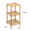 Scaffale in Legno Bambù 33x32 H 77.5 cm Multiuso 3 Ripiani Camera Ingresso Bagno