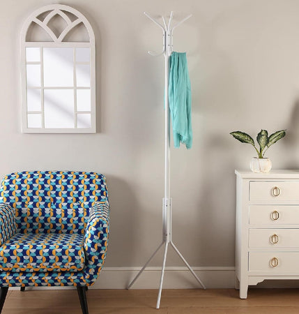 Attaccapanni da Terra Appendiabiti Metallo Bianco Salvaspazio Ingresso H 170 cm