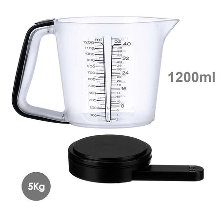 Bilancia Cucina Digitale con Caraffa Graduata Elettronica 5kg 1200ml Display Tara