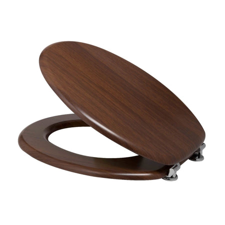 Copri Water Legno Mdf Tavoletta WC Color Noce Scuro Universale Cerniere Acciaio