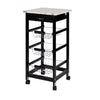 Carrello Cucina Legno 3 Cestelli Acciaio Top Effetto Marmo 1 Cassetto Salvaspazio