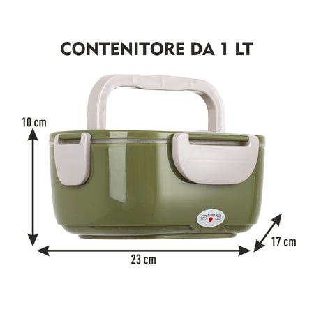 Scaldavivande Porta Pranzo Termico Elettrico Ricaricabile Portatile con Accessori Verde