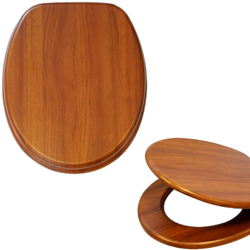 Copri Water Legno Mdf Tavoletta WC Color Legno Noce Universale Cerniere Acciaio