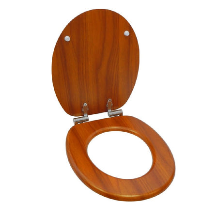 Copri Water Legno Mdf Tavoletta WC Color Legno Noce Universale Cerniere Acciaio