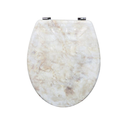 Copri Water Sedile Tavoletta WC Universale Bagno in Legno MDF Effetto Marmo Beige
