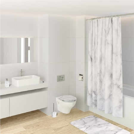 Copri Water Sedile Tavoletta WC Universale Bagno in Legno MDF Effetto Marmo Grigio