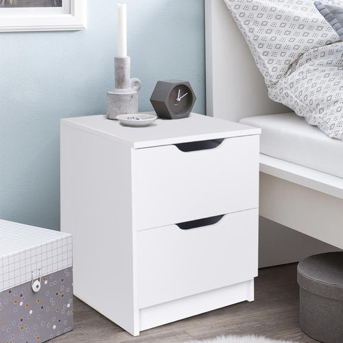 Mobile Comodino 2 Cassetti 40x40x50cm Design Moderno in legno MDF Bianco