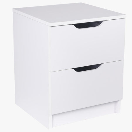 Mobile Comodino 2 Cassetti 40x40x50cm Design Moderno in legno MDF Bianco
