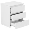 Mobile Comodino 3 Cassetti 45x38x55cm Design Moderno in legno MDF Bianco
