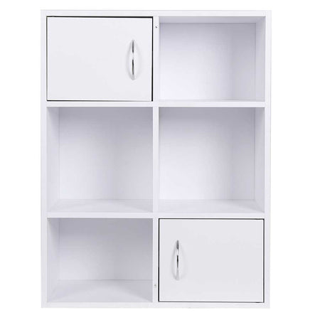 Mobile Scaffale Libreria 6 Cubi 2 Ante in Legno MDF Design Moderno Bianco Ingresso Cameretta