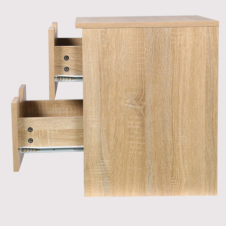 Mobile Comodino 2 Cassetti 40x40x50cm Design Moderno in legno MDF Rovere