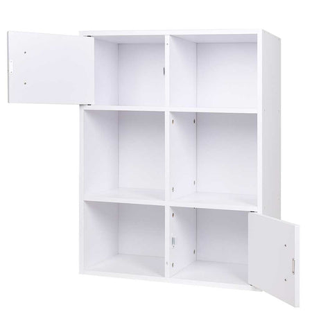 Mobile Scaffale Libreria 6 Cubi 2 Ante in Legno MDF Design Moderno Bianco Ingresso Cameretta