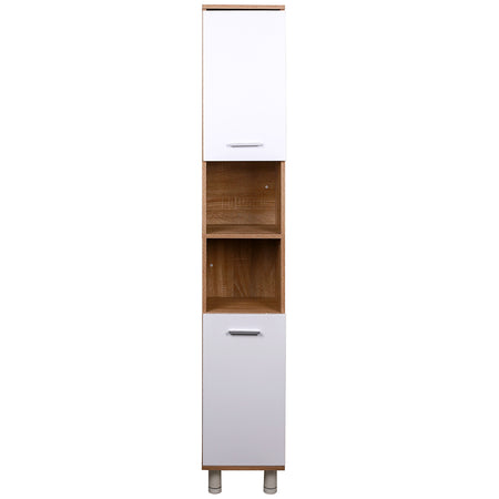 Colonna da Bagno 6 Ripiani 2 Ante Legno MDF 30x30 H179 cm Bicolore Salvaspazio
