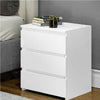 Mobile Comodino 3 Cassetti 45x38x55cm Design Moderno in legno MDF Bianco