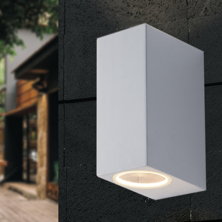 Applique da parete per esterno 2x35W GU10 a doppia emissione bianca Cubby