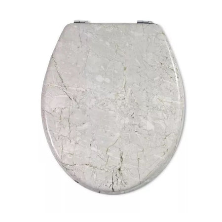 Copri Water Sedile Tavoletta WC Universale Bagno in Legno MDF Effetto Marmo Grigio