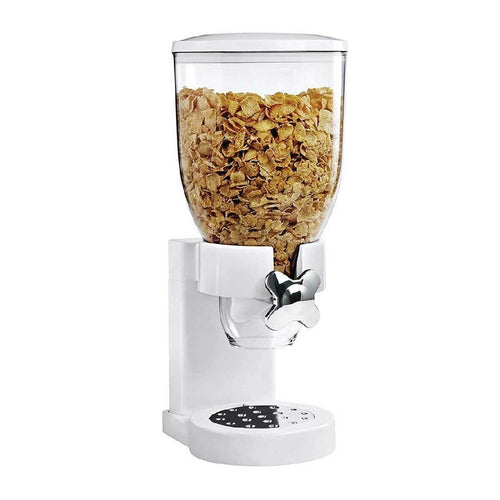 Dispenser Cereali Singolo 500ml Contenitore Dosatore Distributore Bianco H41cm